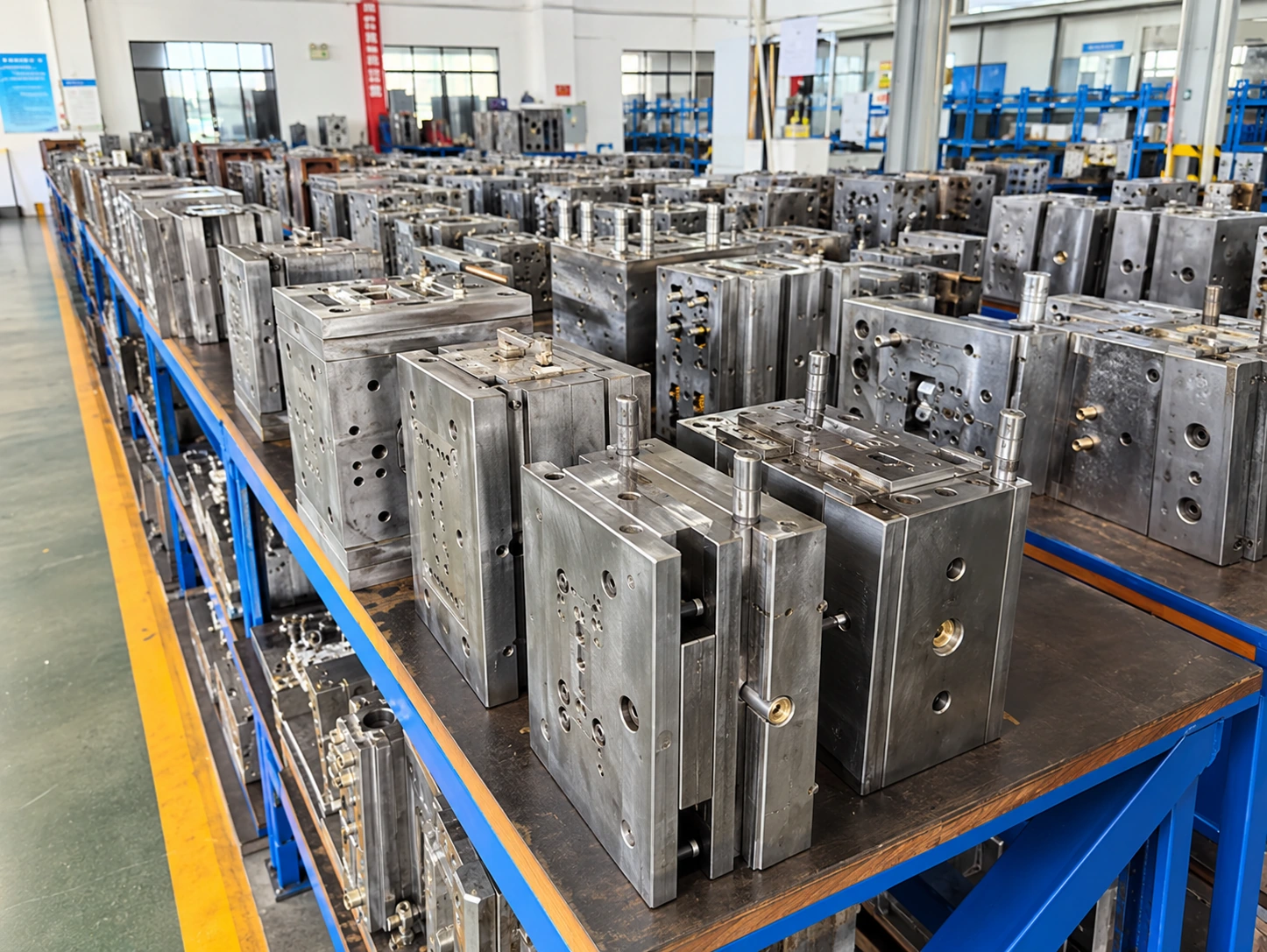 An organized view of stored production molds