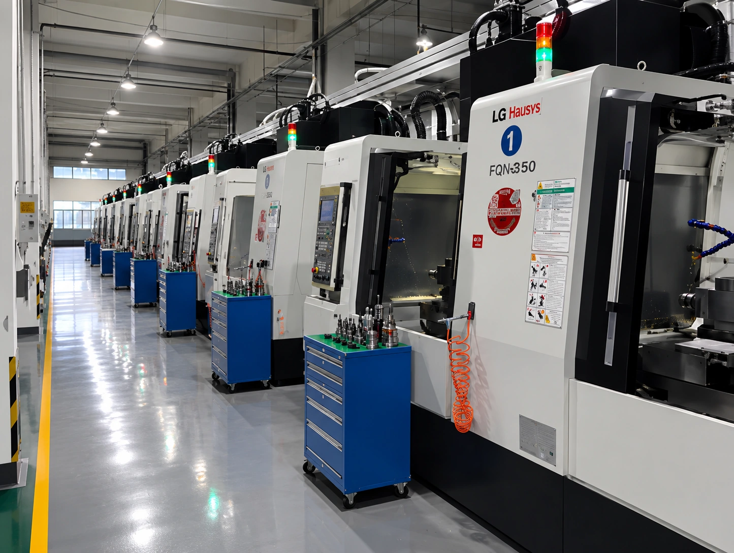 A view along the production equipment area